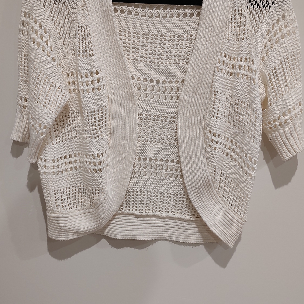 Liz Claiborne Cream Crochet Cover Up Balero Top